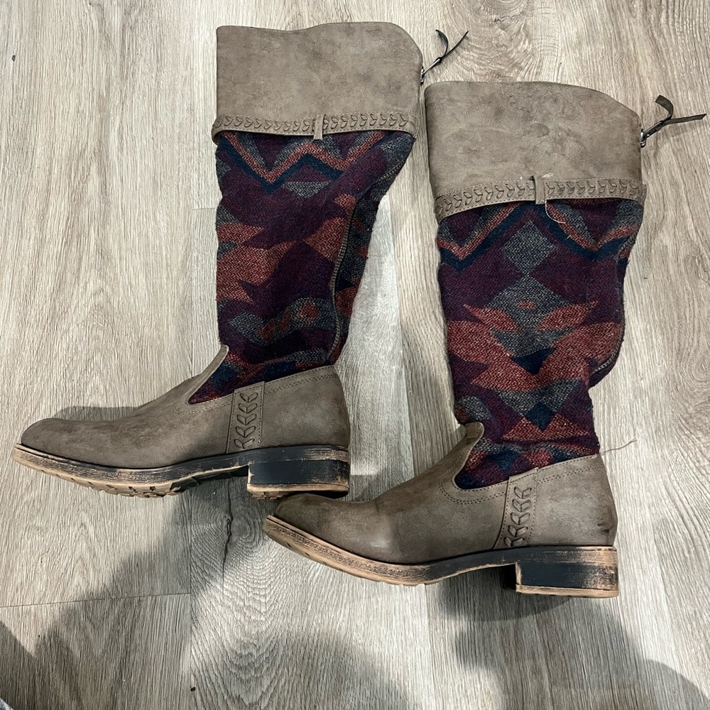 Brown and Multicolor Women's Boots